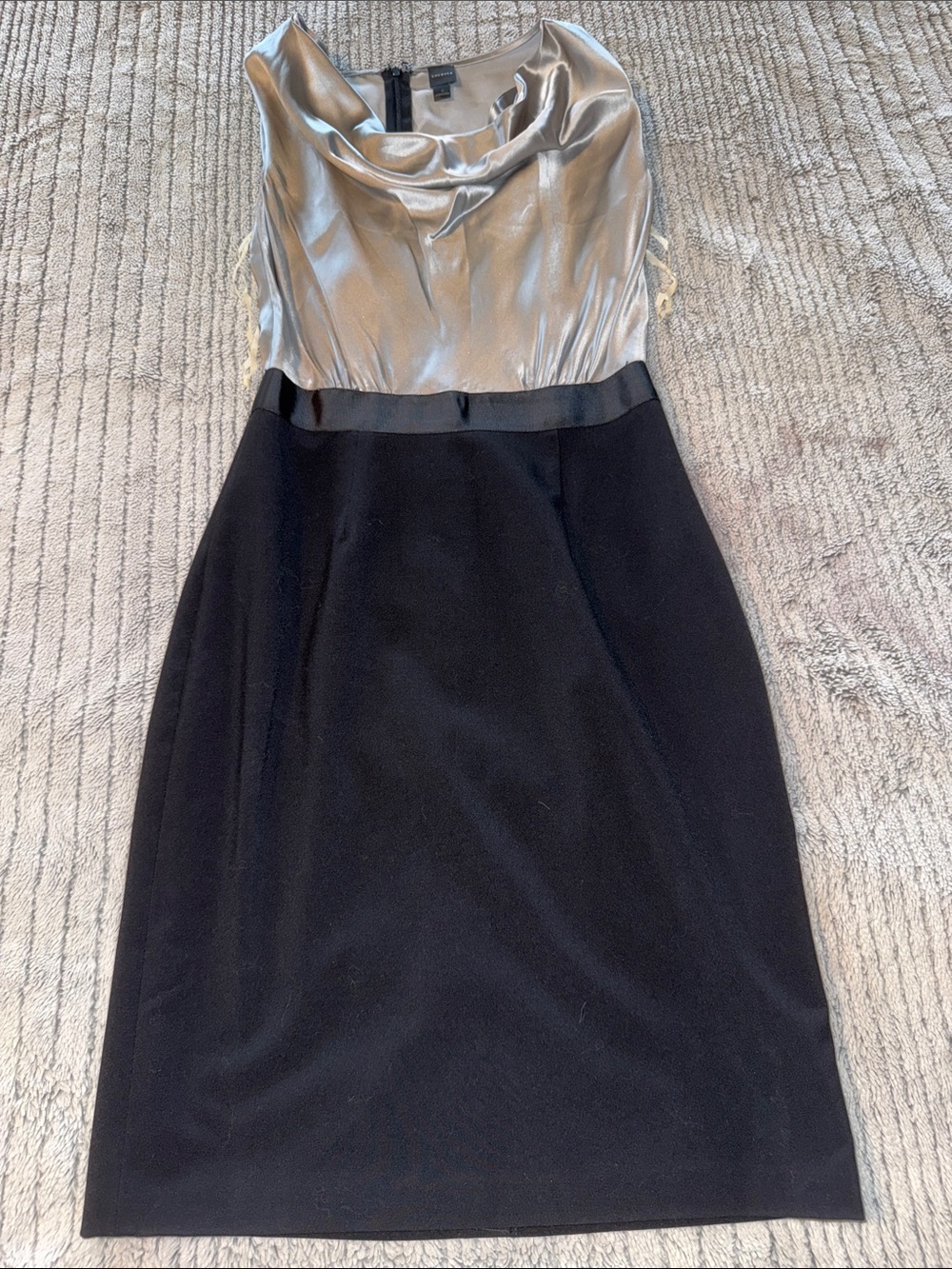 Satin Silver Cowl Neck Dress